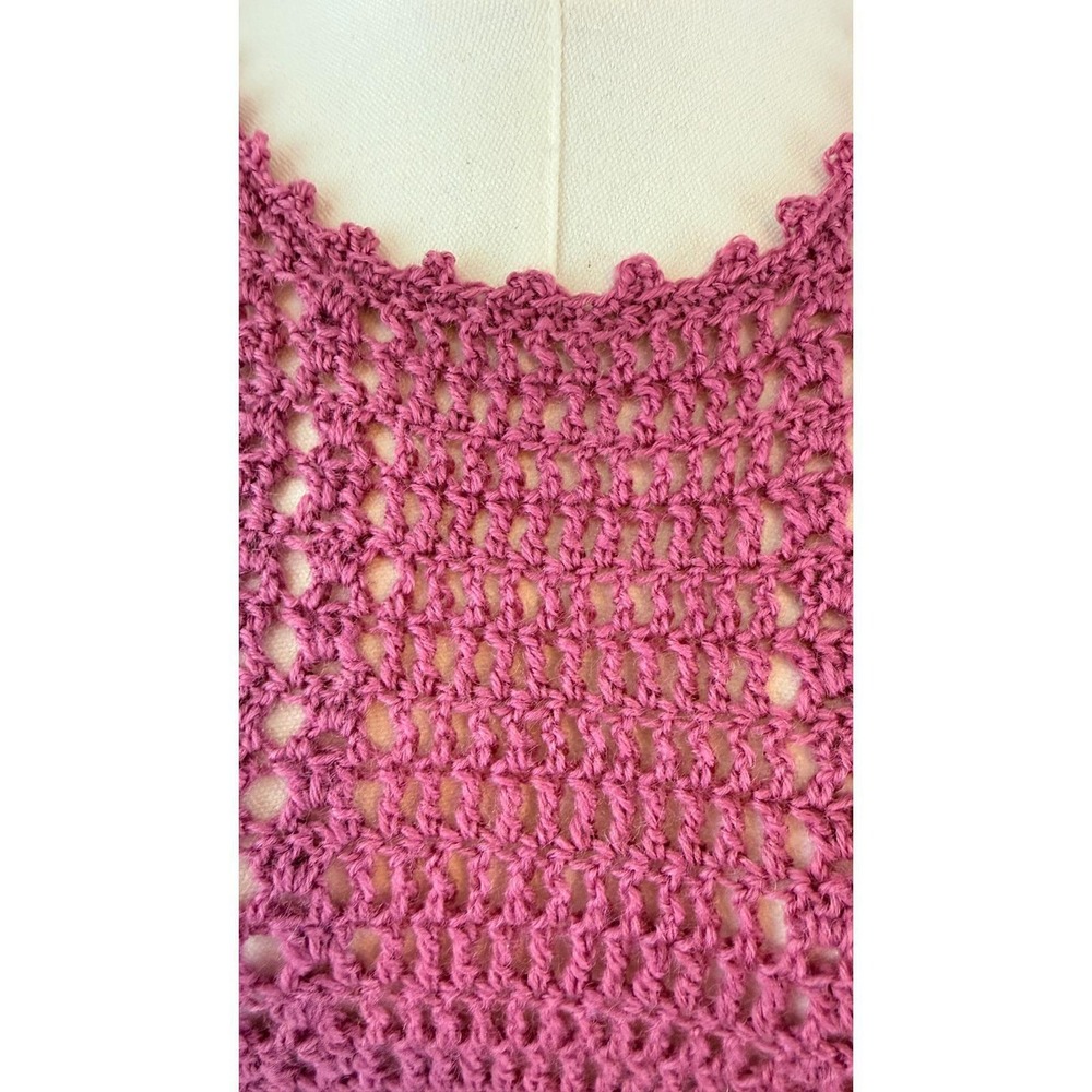 Cottagecore Vintage Handmade Crochet Maxi Dress Long Sleeve Sheer - Picture 9 of 12